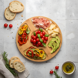 Wooden Rotating Five-Section Serving Platter